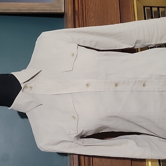 Theory Long Sleeve Linen Blend Button Down Collared Sage Dress Size 2 - Picture 2 of 7